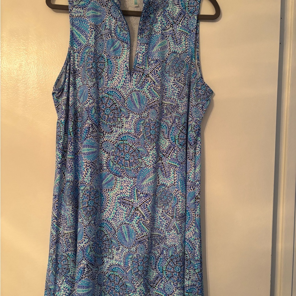 Sleeveless Blue Patterned Dress NWOT